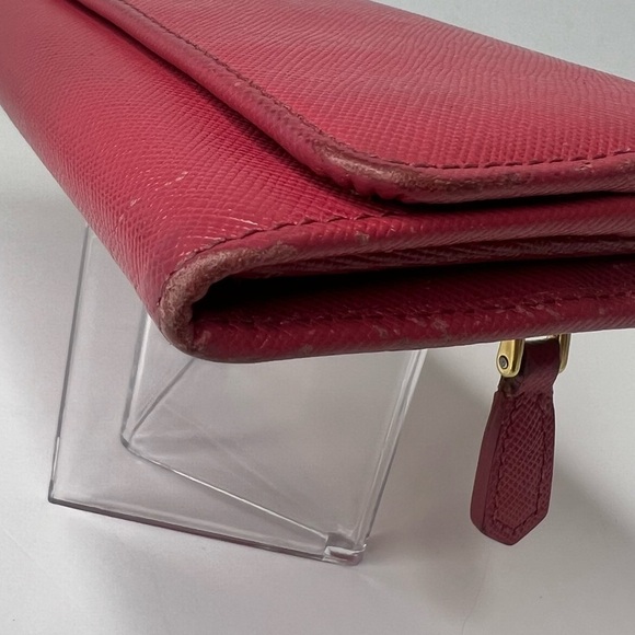 ♥️PRADA RED Saffiano Metal Calfskin Leather Continental/Long Wallet | PRELOVED♥️ - Picture 10 of 16